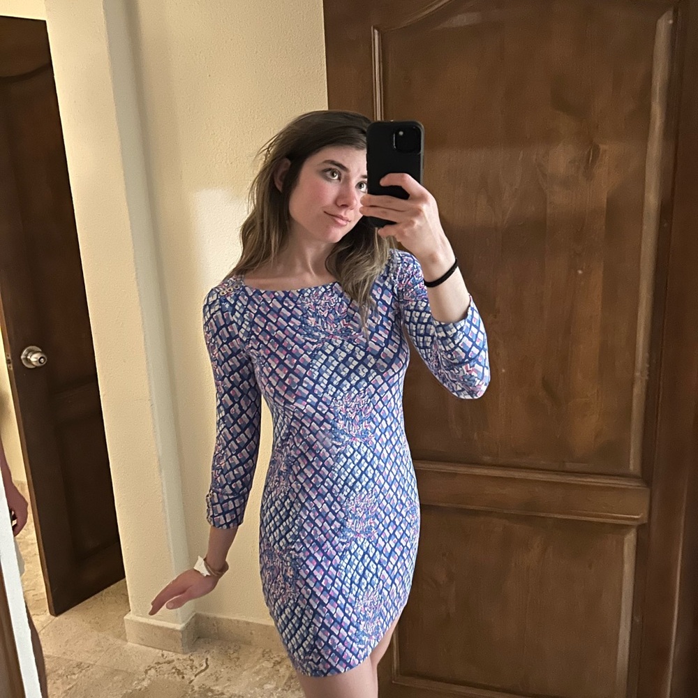 Lilly Pulitzer Sophie boat neck pineapple geometric pattern Mini Dress - Picture 5 of 6
